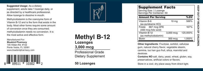 Methyl B12 3000mcg Sublingual Tablets